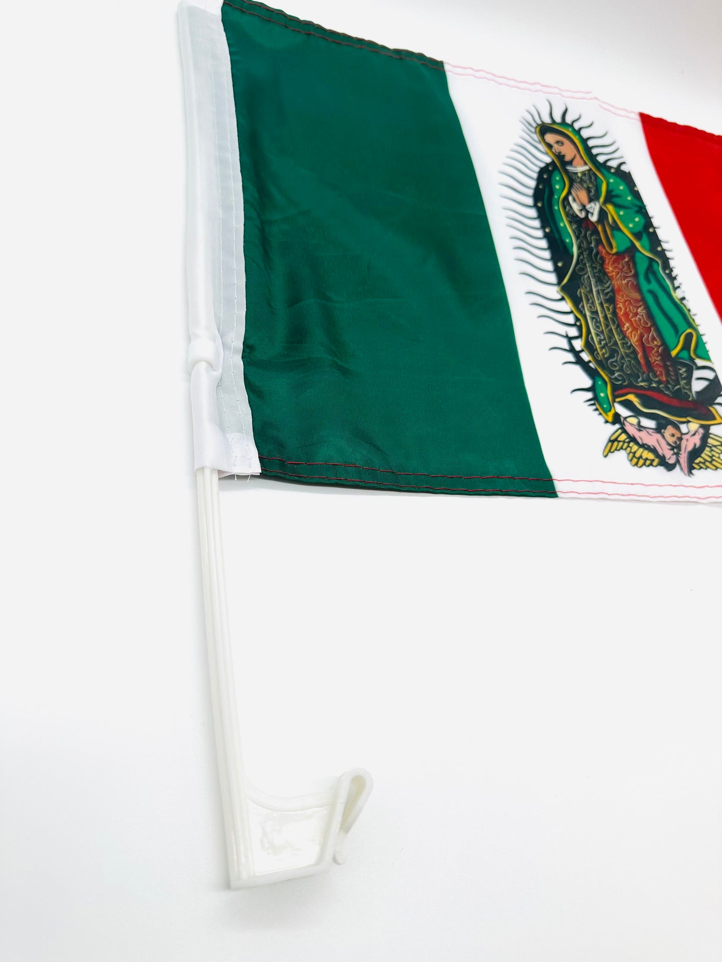 MEXICO SINGLE SIDED CAR FLAG VIRGEN OF GUADALUPE-BANDERA MEXICO PARA VENTANA DE AUTO VIRGEN DE GUADALUPE UNA PIEZA
