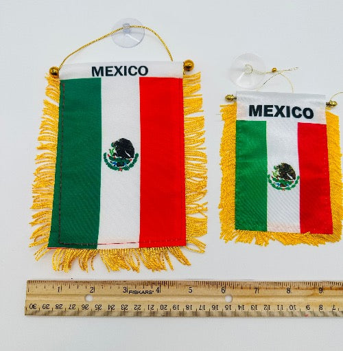 Banner with Brass Staff and Suction Cup -  Mexico Banderines para Ventana de Autos