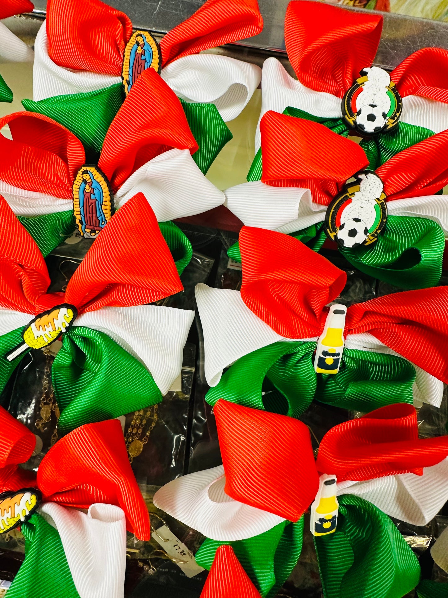 Handmade Mexico flag Hair bow-Moño de Bandera de Mexico hecho a mano