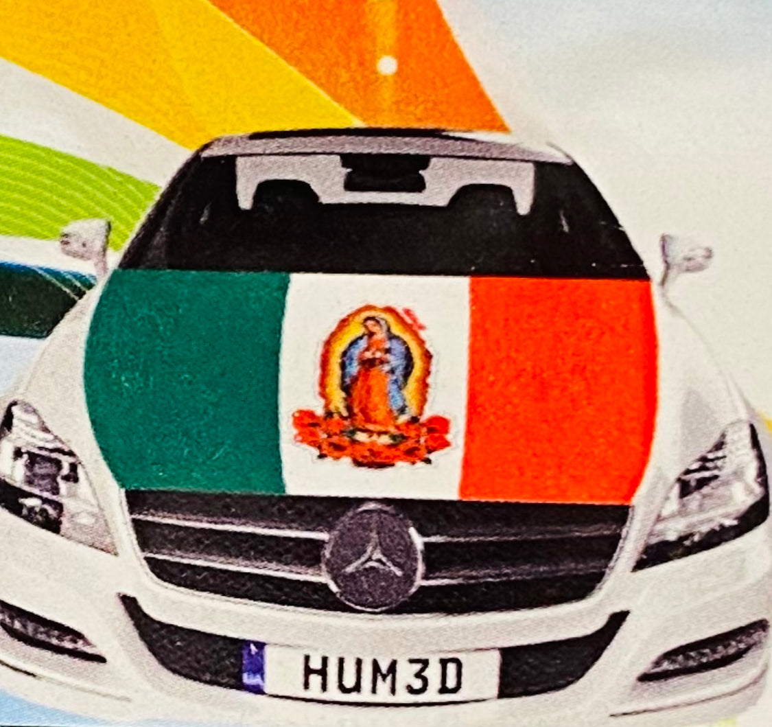 Mexico Flag Hood Cover - Virgen de Guadalupe Bandera de Mexico para Cofre de Auto