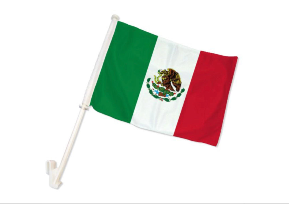 MEXICO DOUBLE-SIDED CAR FLAG -BANDERA MEXICO PARA VENTANA DE AUTO DOBLE LADO