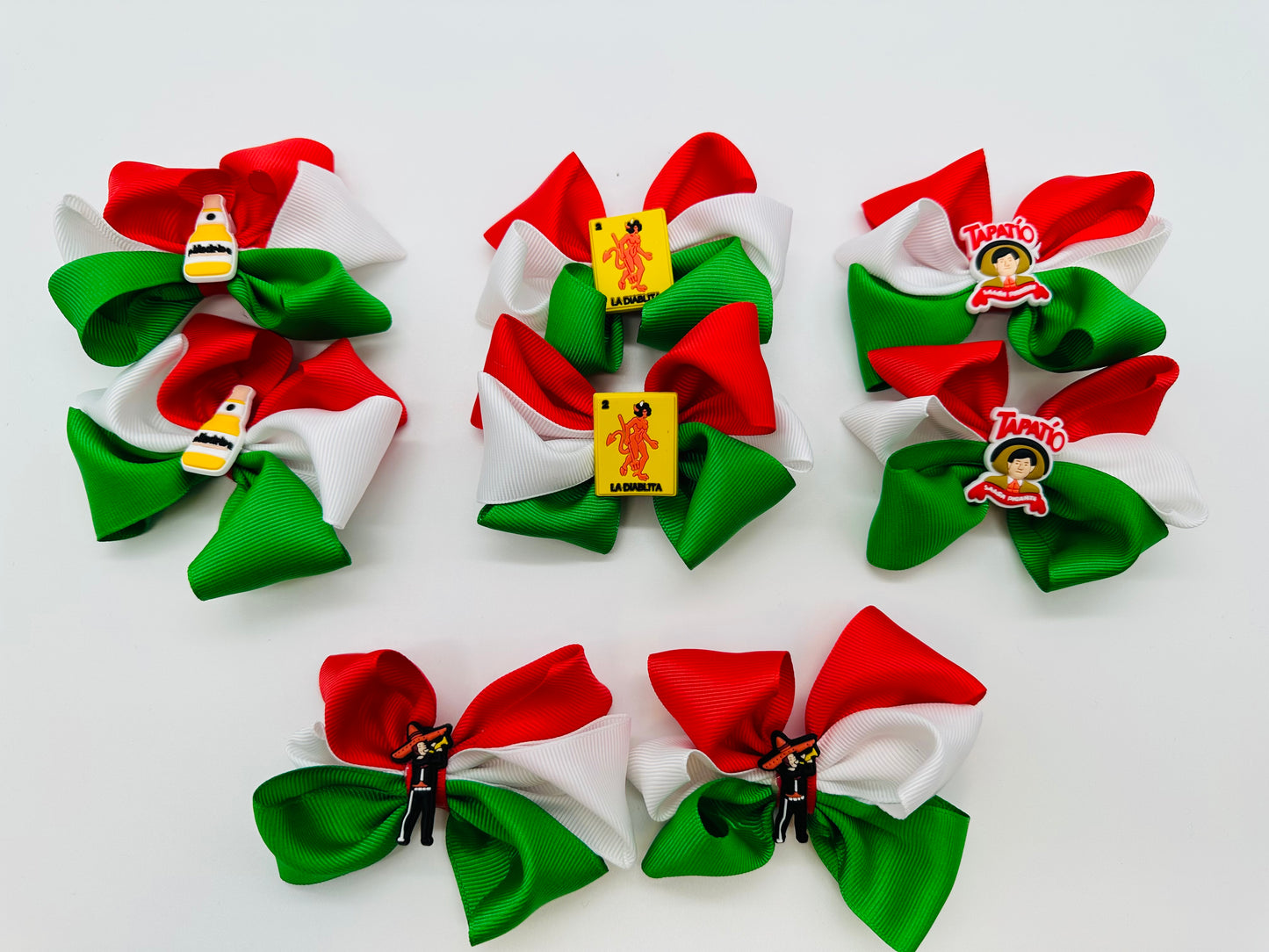 Handmade Mexico flag Hair bow-Moño de Bandera de Mexico hecho a mano