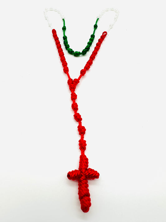 Tricolor woven thread Rosary 18" - Rosario Tricolor tejido de hilo 18"