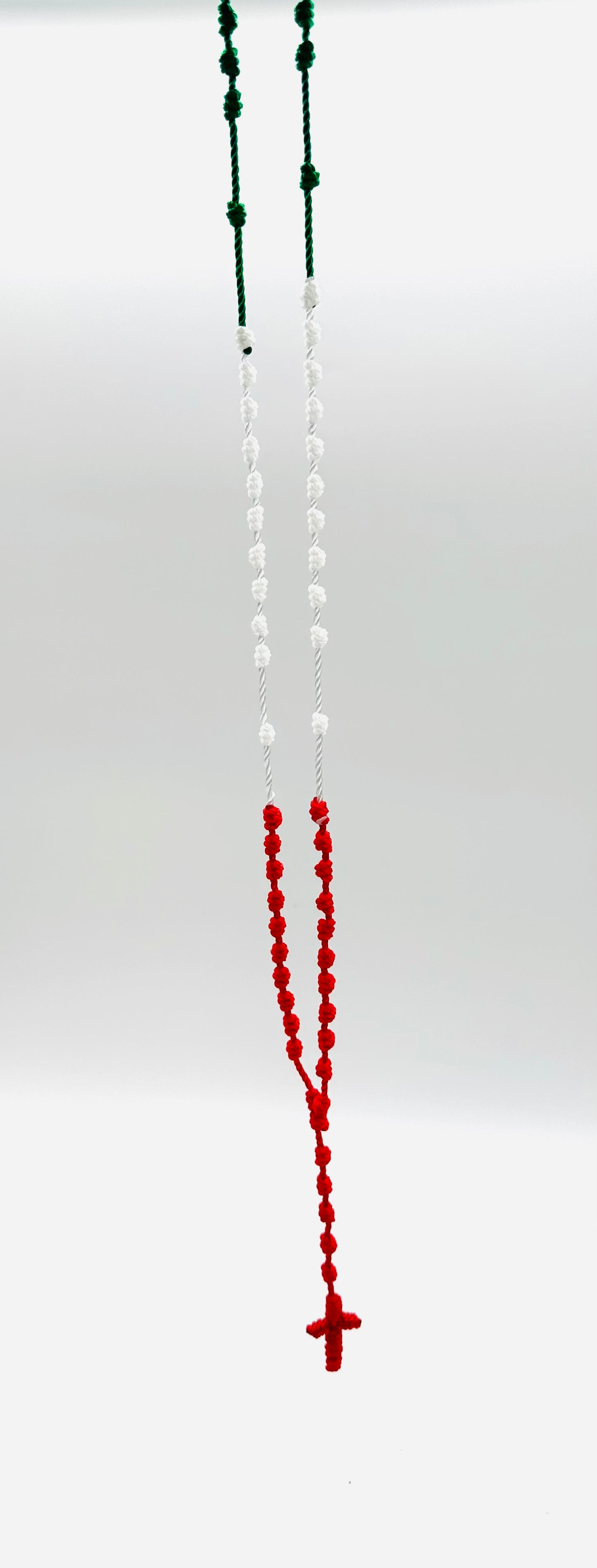 Tricolor woven thread Rosary 18" - Rosario Tricolor tejido de hilo 18"